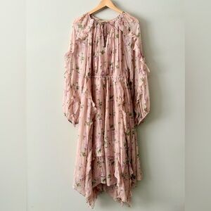 Ulla Johnson Silk Ruffle Dress in Rosewater Floral — Size 10